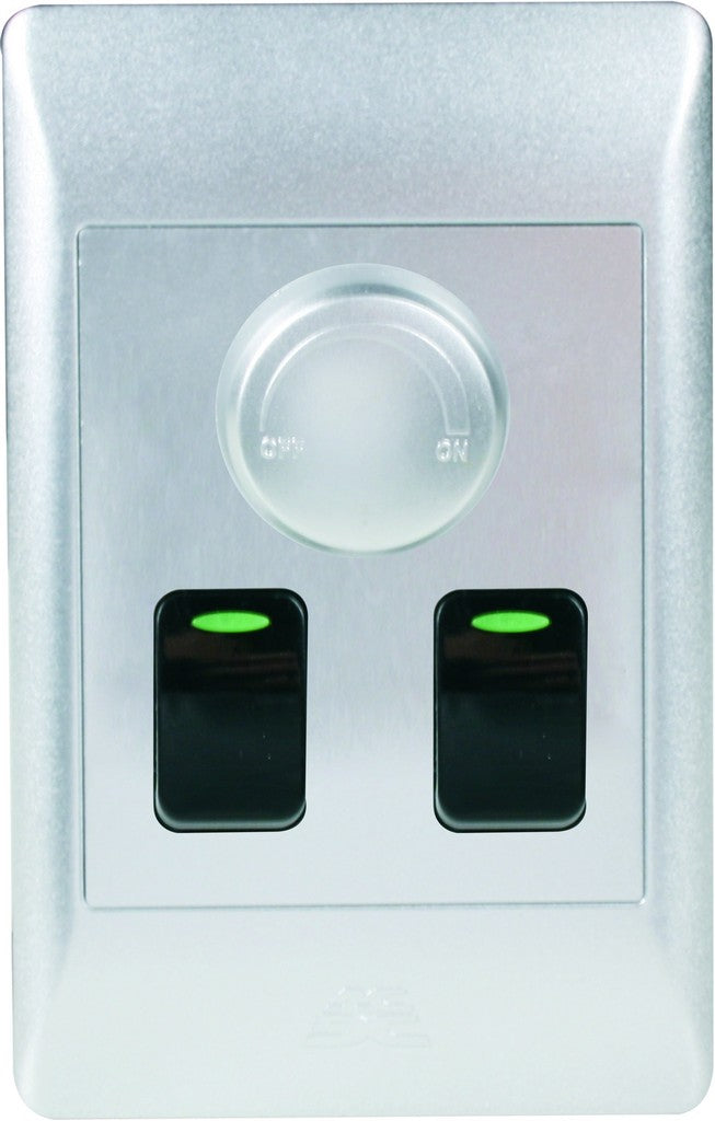500W Rotary Dimmer On/Off With 2 One Way Switches Silver