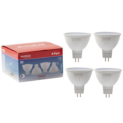 LED MR16 GU5.3 3w CW 4Pc Pack