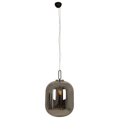 Pendant 450Mm Matt Black/Smokey Grey Glass